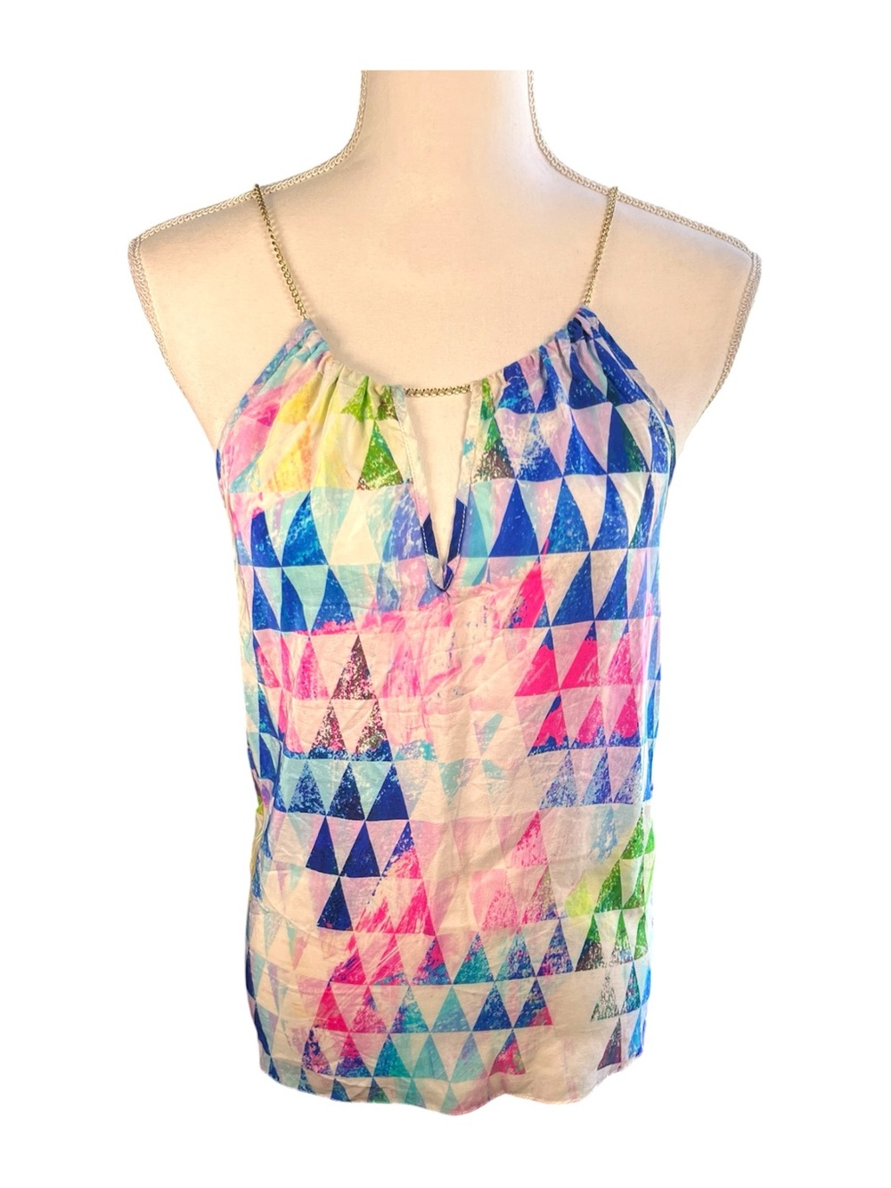 Amanda Uprichard Multicolor Triangle Print Chain-strap Cami